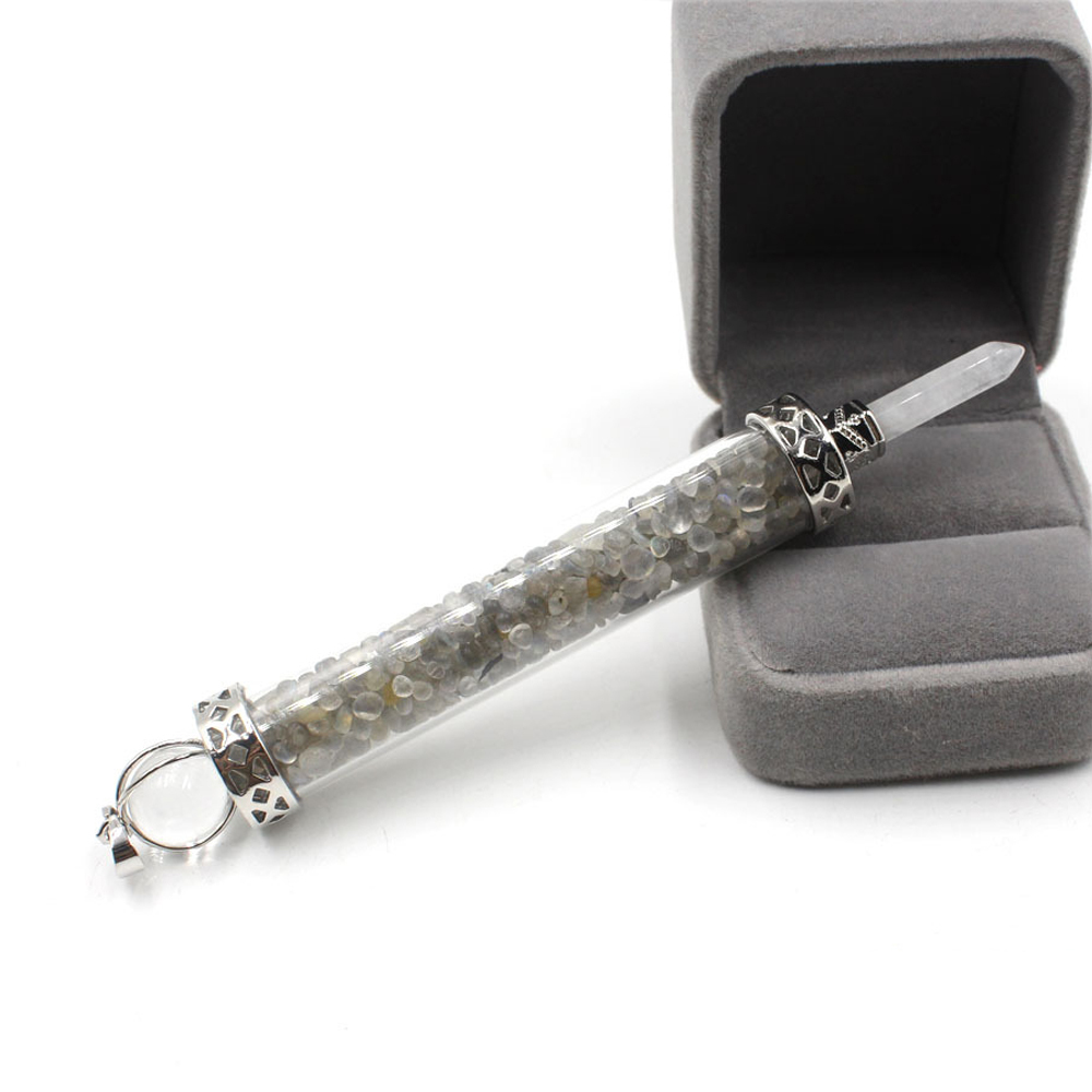Chakra stone scepter energy emitter gravel wishing bottle artwork pendant necklace