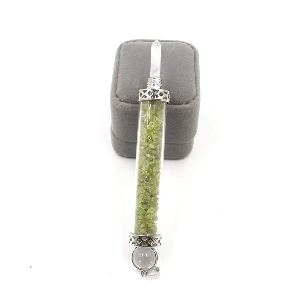 Chakra stone scepter energy emitter gravel wishing bottle artwork pendant necklace
