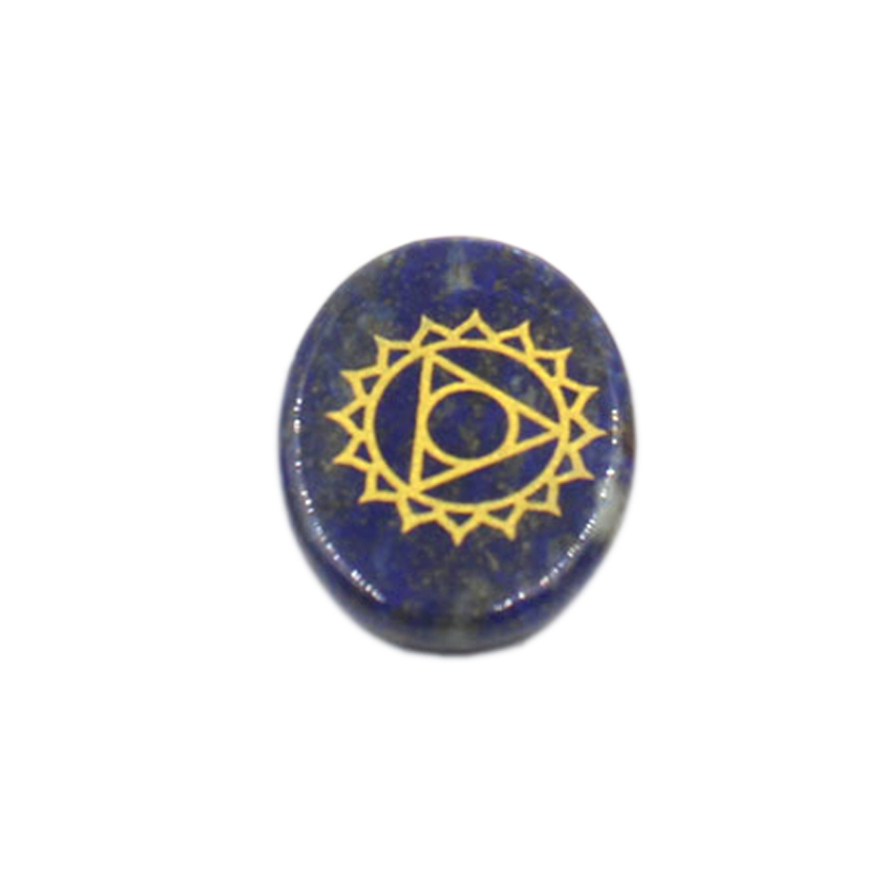 Chakra stone set - healing crystal with carved chakra symbols of oval stone chakra stone artifacts