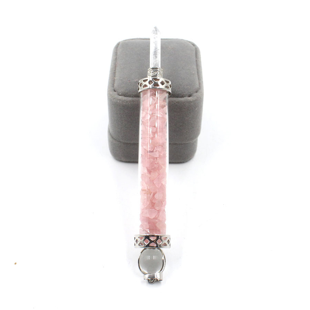 Chakra stone scepter energy emitter gravel wishing bottle artwork pendant necklace