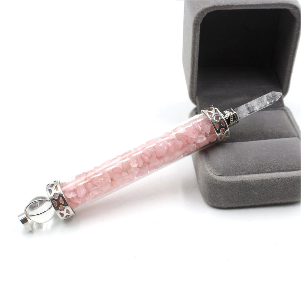 Chakra stone scepter energy emitter gravel wishing bottle artwork pendant necklace