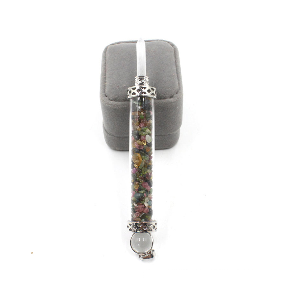 Chakra stone scepter energy emitter gravel wishing bottle artwork pendant necklace