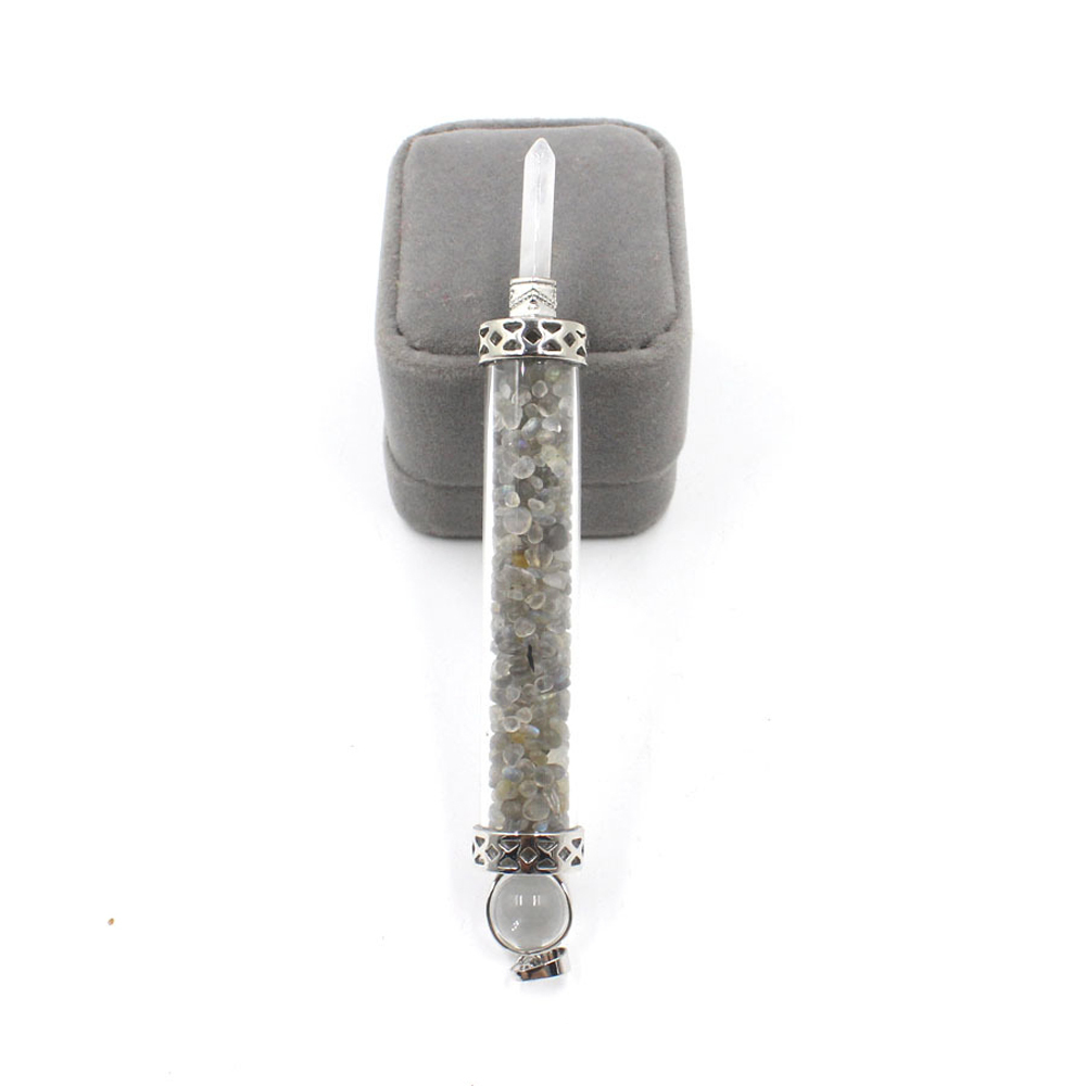 Chakra stone scepter energy emitter gravel wishing bottle artwork pendant necklace