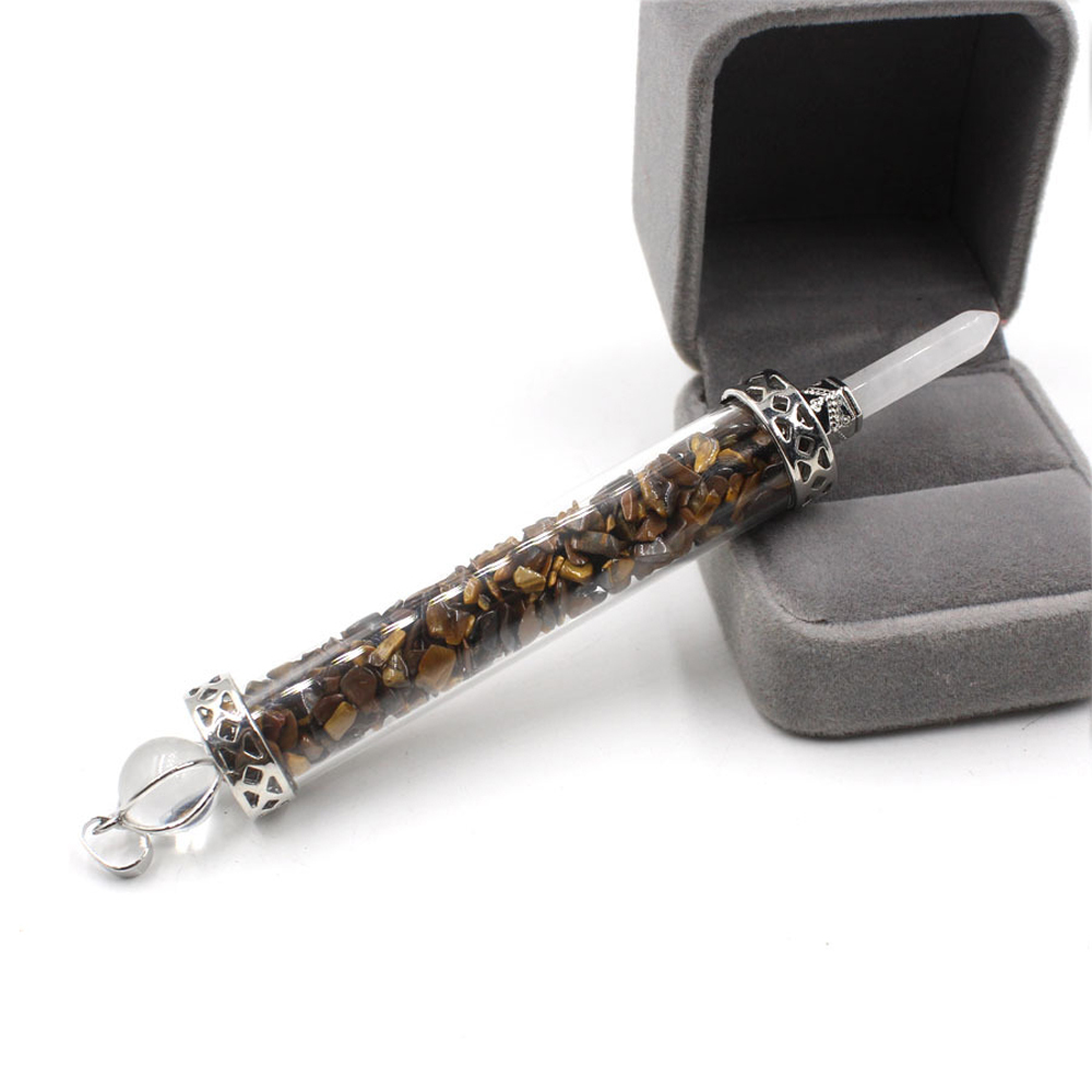 Chakra stone scepter energy emitter gravel wishing bottle artwork pendant necklace