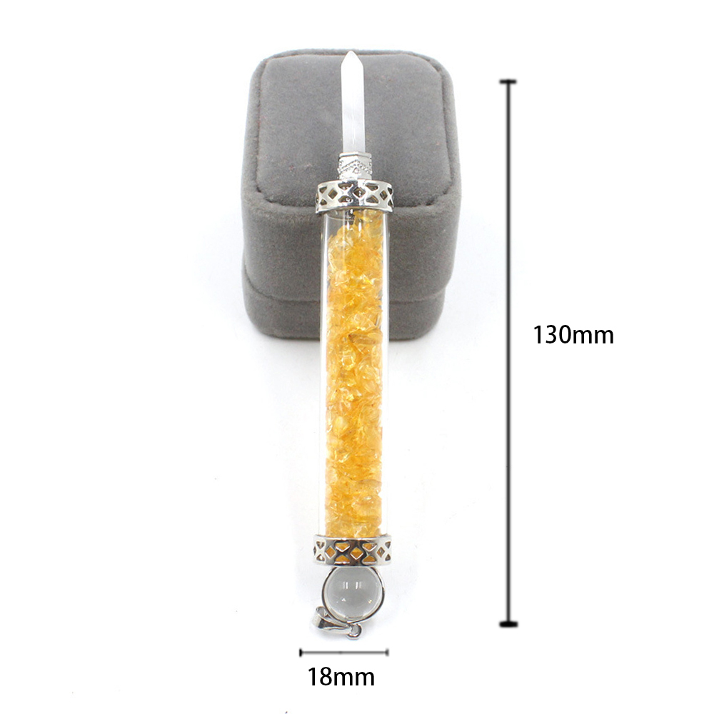 Chakra stone scepter energy emitter gravel wishing bottle artwork pendant necklace