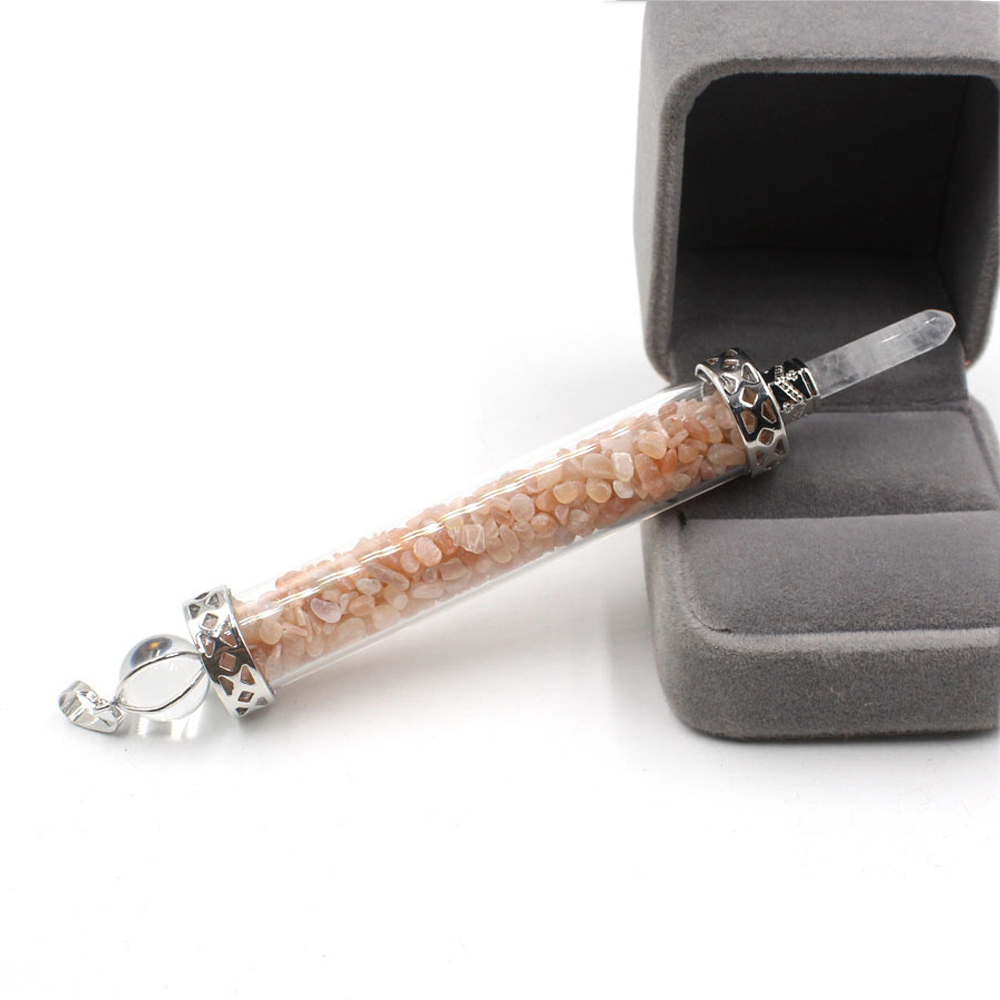 Chakra stone scepter energy emitter gravel wishing bottle artwork pendant necklace