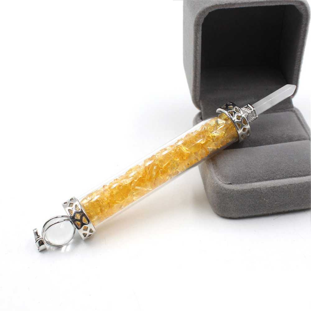 Chakra stone scepter energy emitter gravel wishing bottle artwork pendant necklace