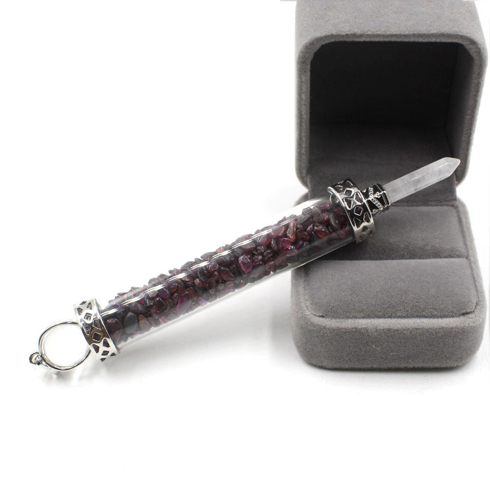 Chakra stone scepter energy emitter gravel wishing bottle artwork pendant necklace