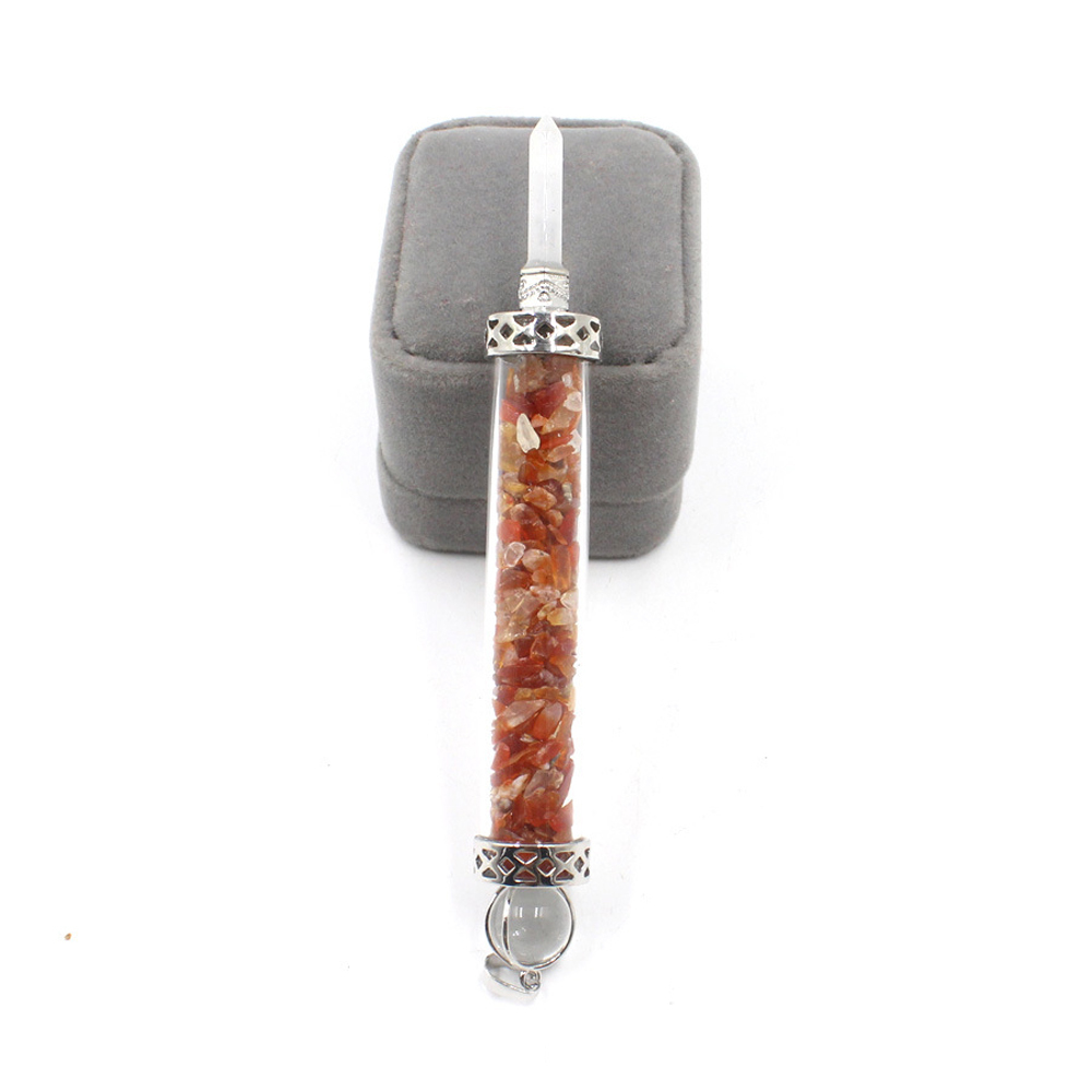 Chakra stone scepter energy emitter gravel wishing bottle artwork pendant necklace