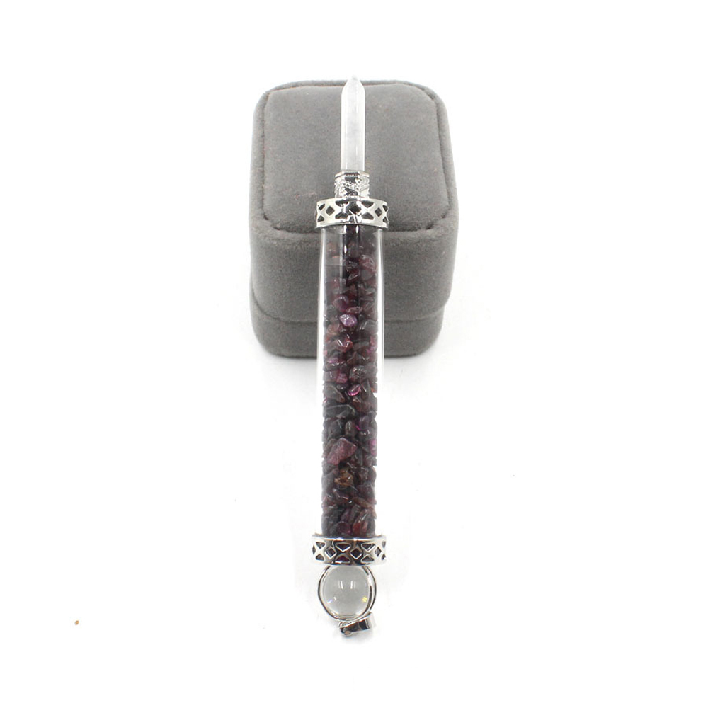 Chakra stone scepter energy emitter gravel wishing bottle artwork pendant necklace