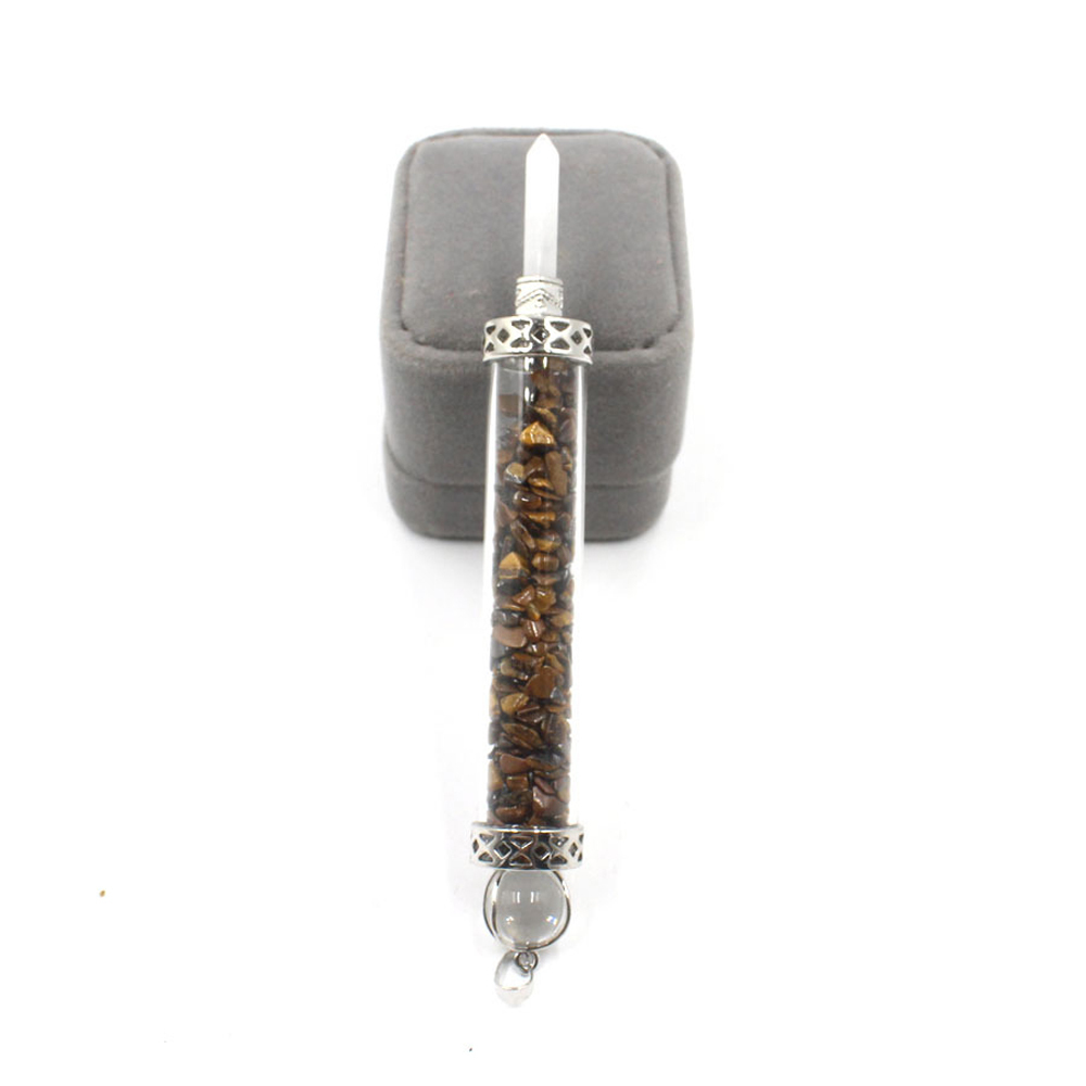 Chakra stone scepter energy emitter gravel wishing bottle artwork pendant necklace