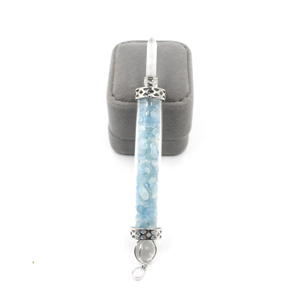 Chakra stone scepter energy emitter gravel wishing bottle artwork pendant necklace