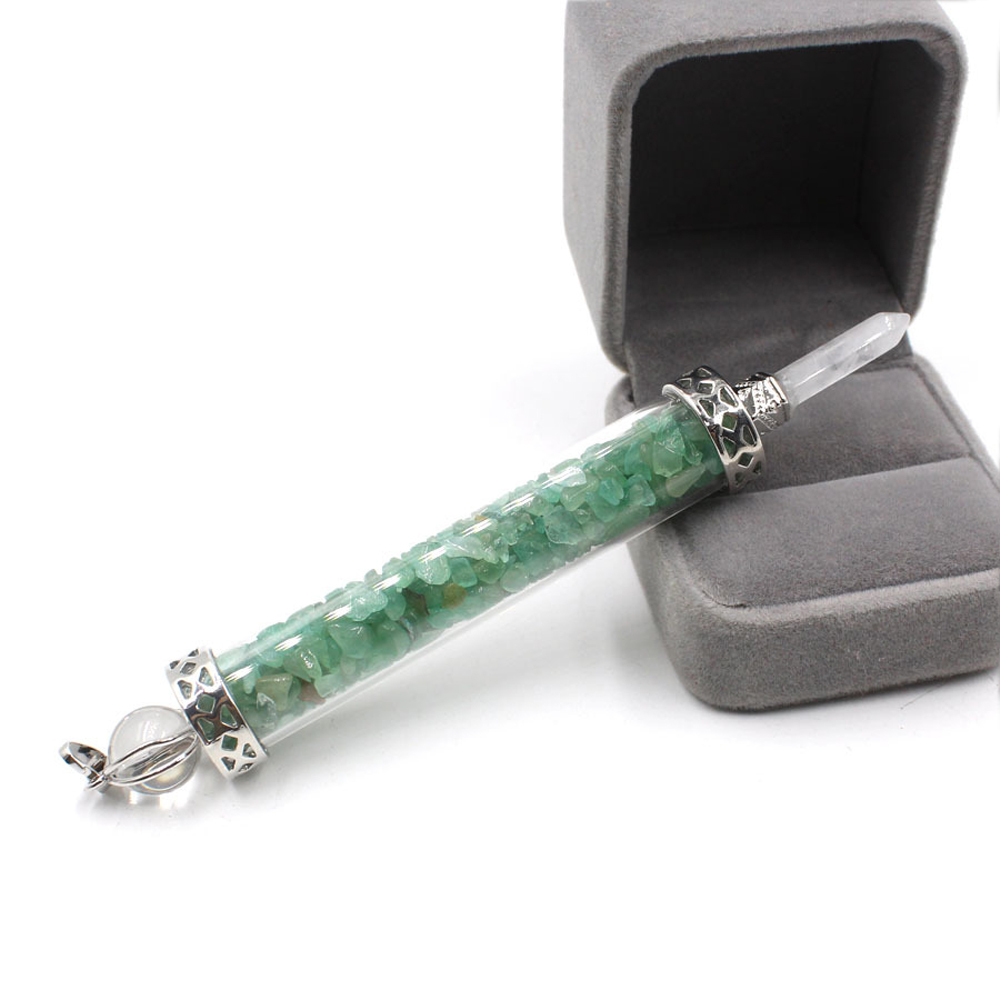 Chakra stone scepter energy emitter gravel wishing bottle artwork pendant necklace