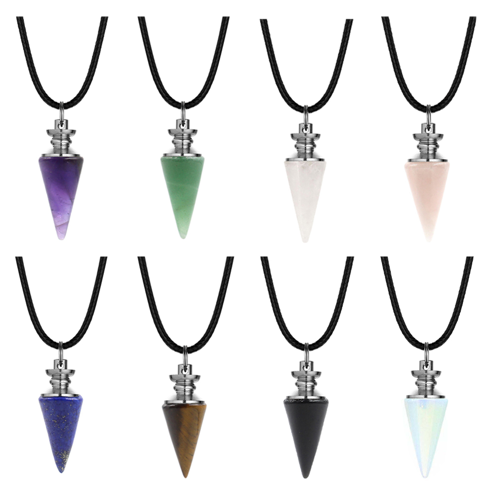 Crystal Pendant Gem Chakra Healing Stone Neckle Jewelry, Birthday Gift for Women and Men