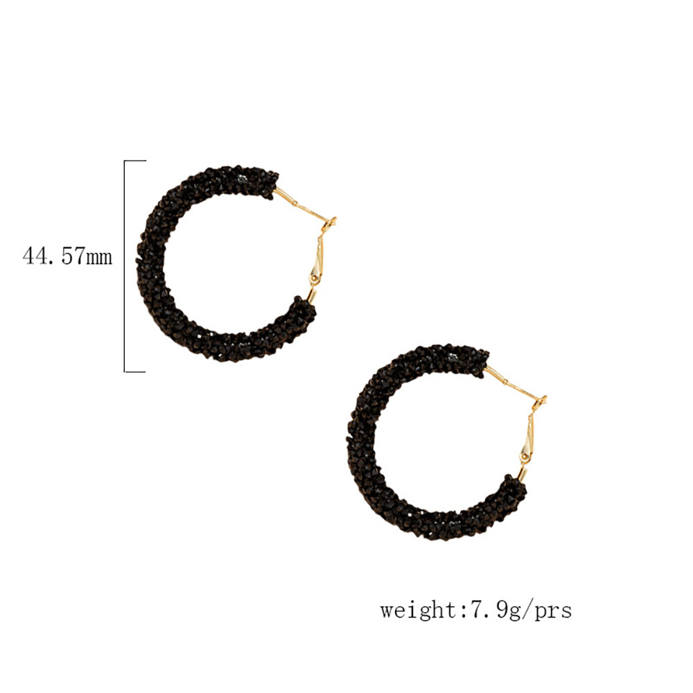 Simple geometric black diamond-encrusted circle earrings