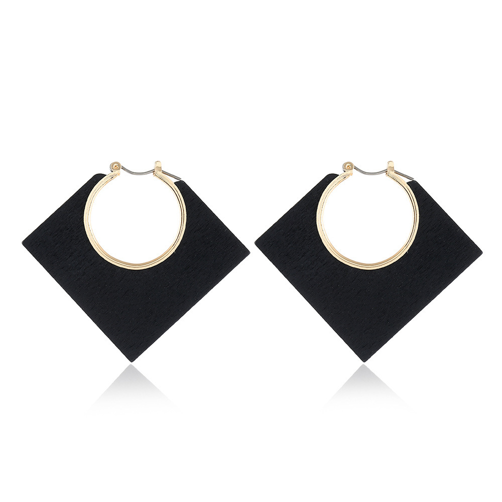 Geometric classic solid color log diamond hollow alloy earrings