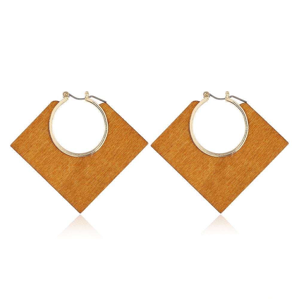 Geometric classic solid color log diamond hollow alloy earrings