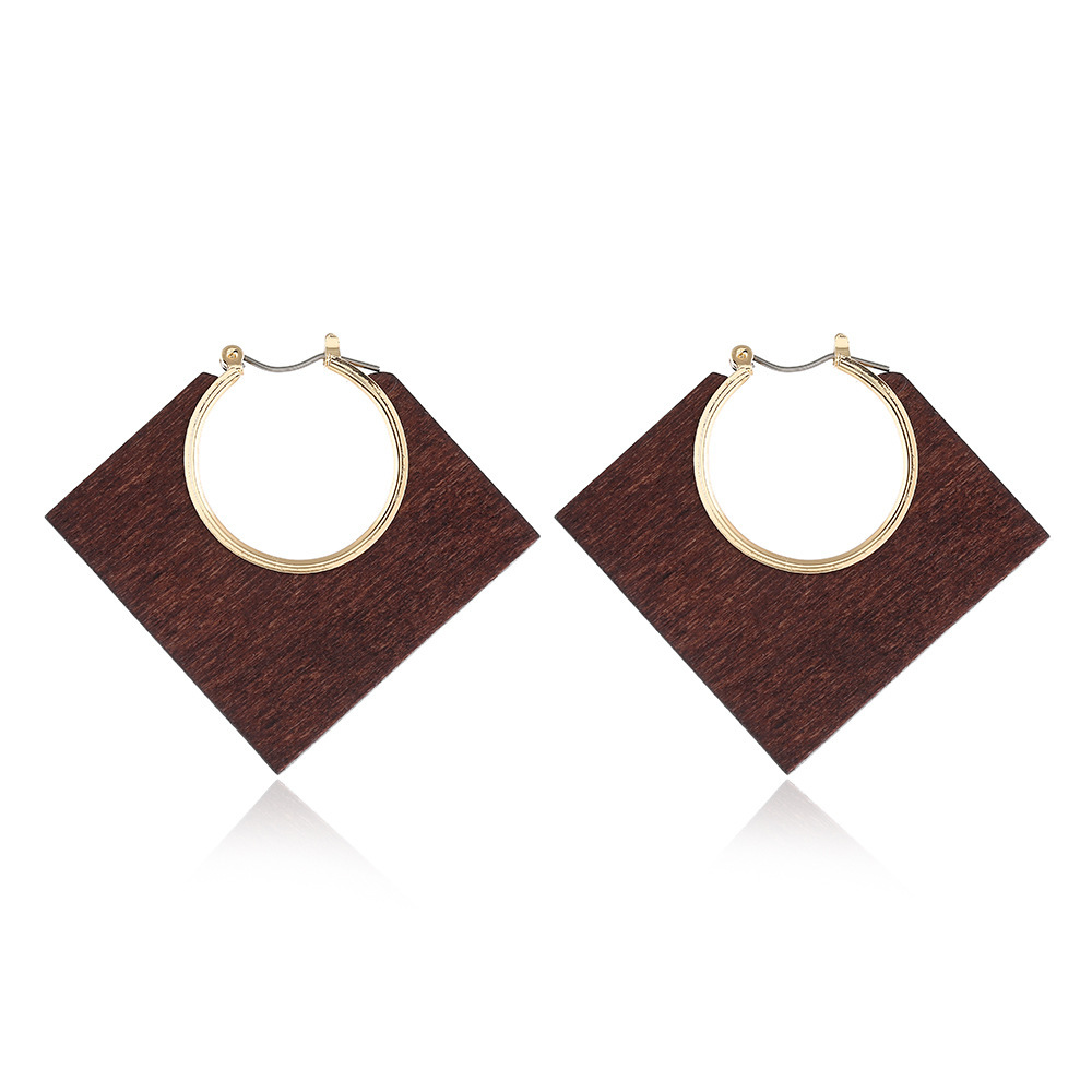 Geometric classic solid color log diamond hollow alloy earrings