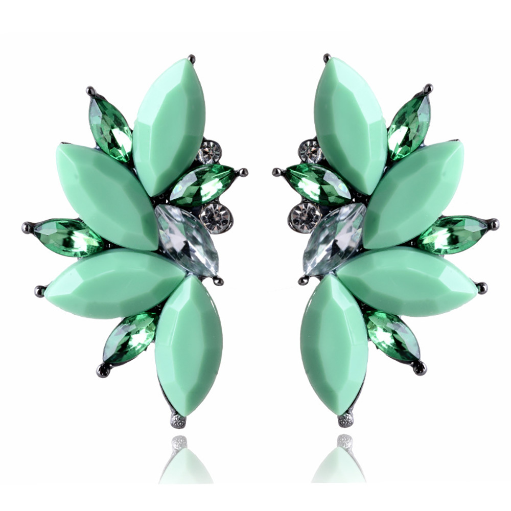 Maya Gem Character Earrings Geometric Flower Alloy Diamond Set Earrings