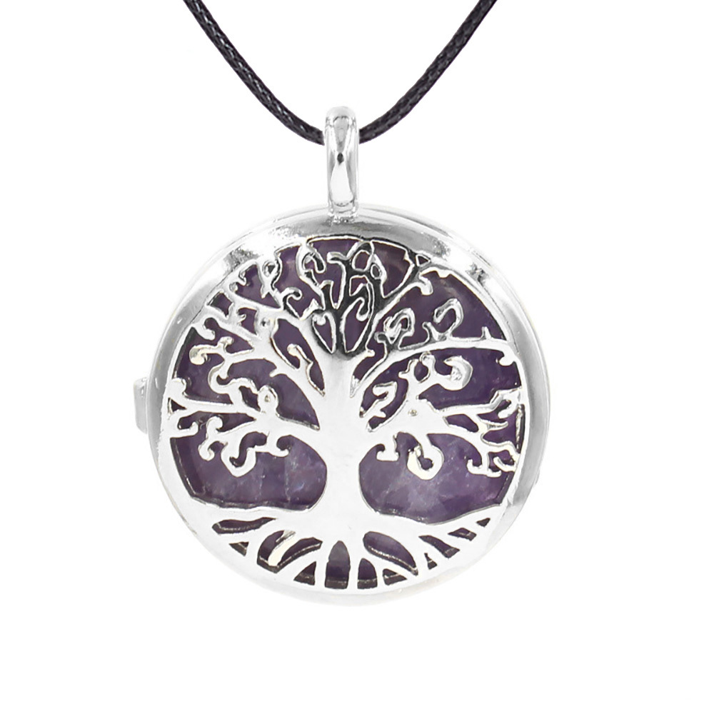 Fashion hollow tree of life pendant healing crystal pendant necklace jewelry gift