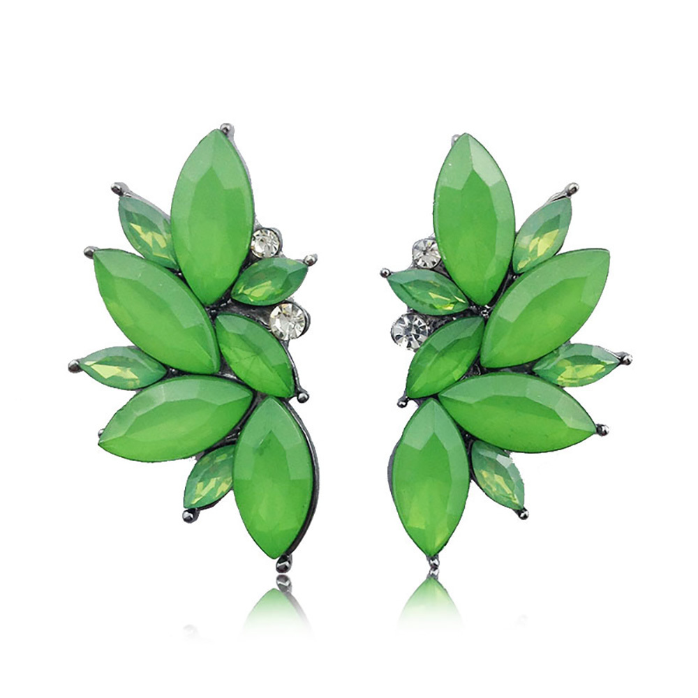 Maya Gem Character Earrings Geometric Flower Alloy Diamond Set Earrings