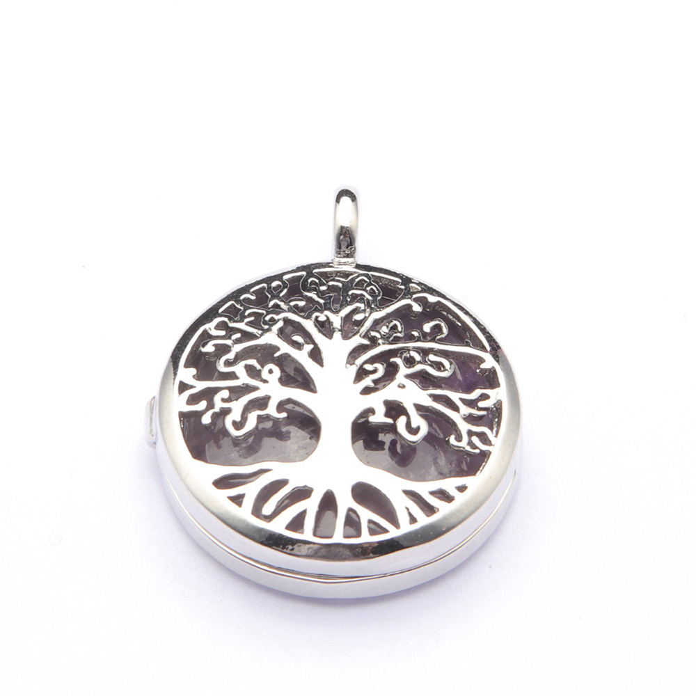 Fashion hollow tree of life pendant healing crystal pendant necklace jewelry gift