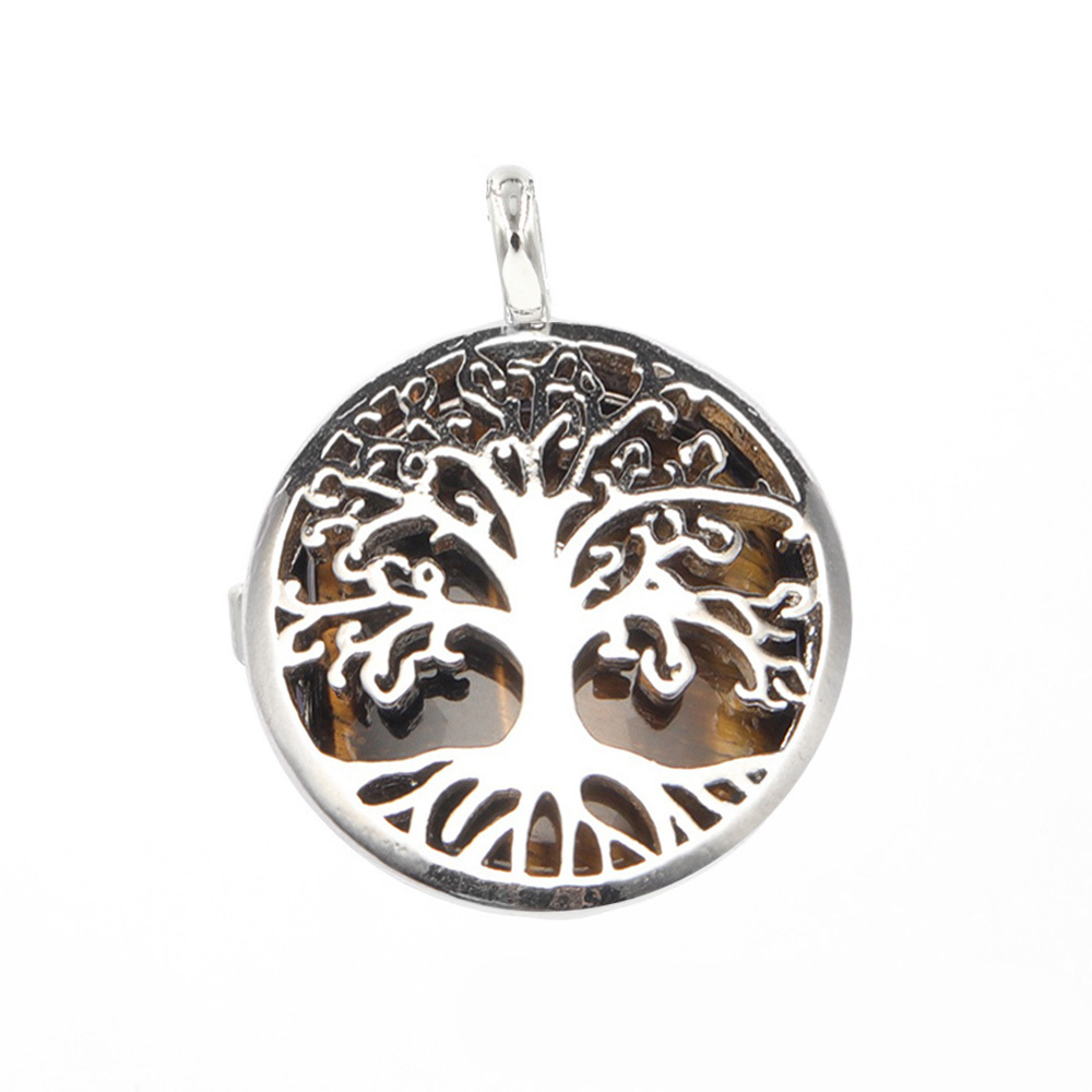 Fashion hollow tree of life pendant healing crystal pendant necklace jewelry gift