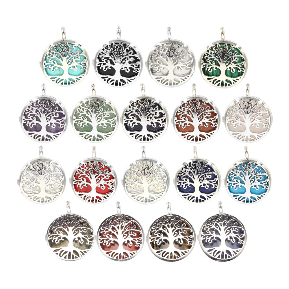 Fashion hollow tree of life pendant healing crystal pendant necklace jewelry gift