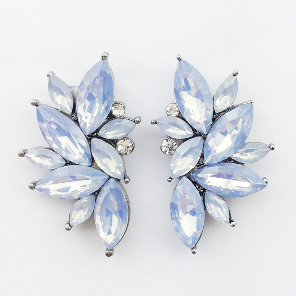 Maya Gem Character Earrings Geometric Flower Alloy Diamond Set Earrings