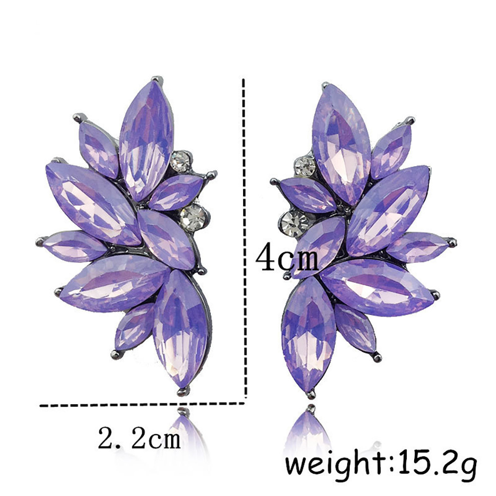 Maya Gem Character Earrings Geometric Flower Alloy Diamond Set Earrings
