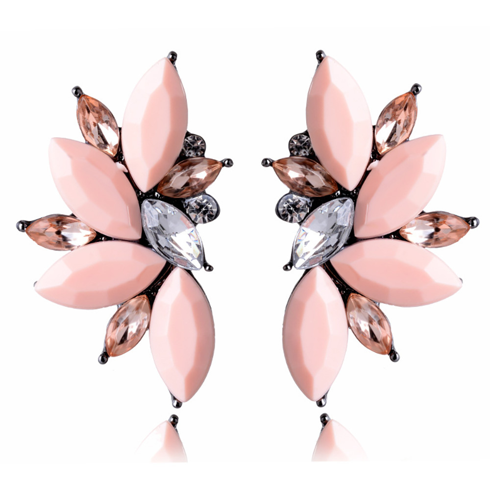 Maya Gem Character Earrings Geometric Flower Alloy Diamond Set Earrings