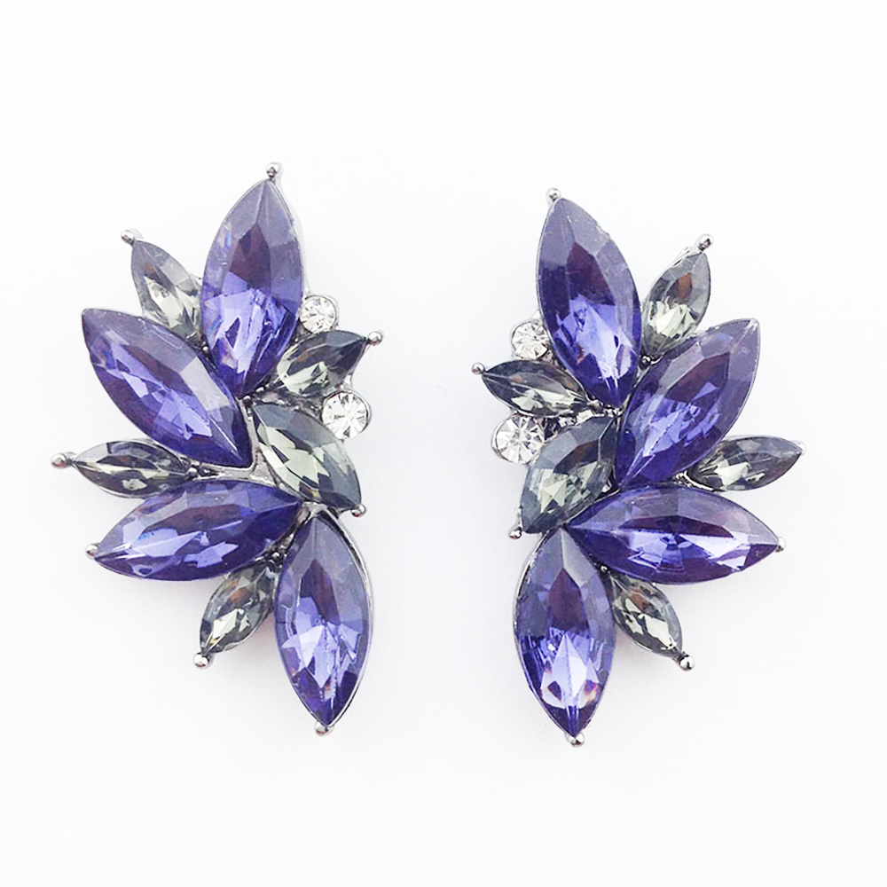Maya Gem Character Earrings Geometric Flower Alloy Diamond Set Earrings