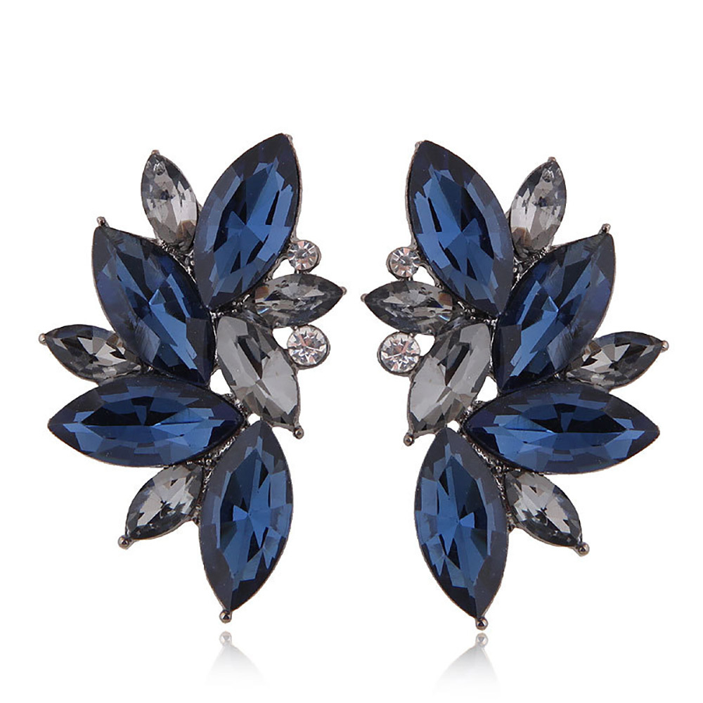 Maya Gem Character Earrings Geometric Flower Alloy Diamond Set Earrings