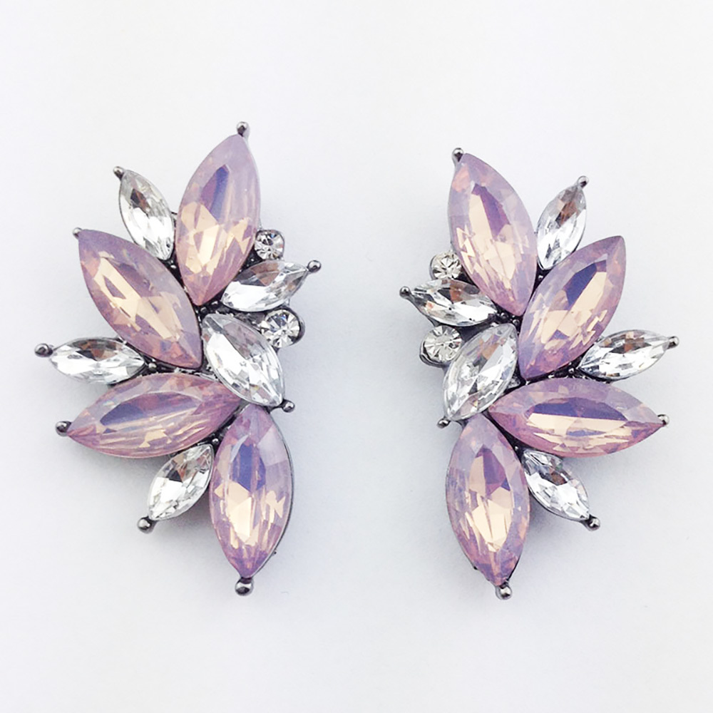 Maya Gem Character Earrings Geometric Flower Alloy Diamond Set Earrings