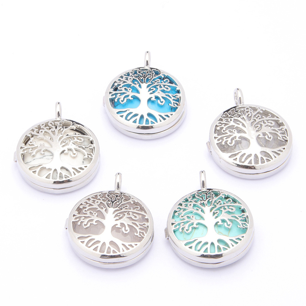 Fashion hollow tree of life pendant healing crystal pendant necklace jewelry gift