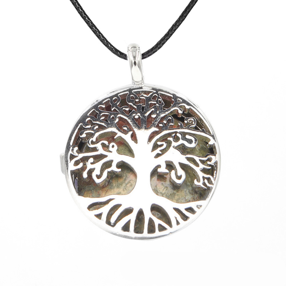 Fashion hollow tree of life pendant healing crystal pendant necklace jewelry gift