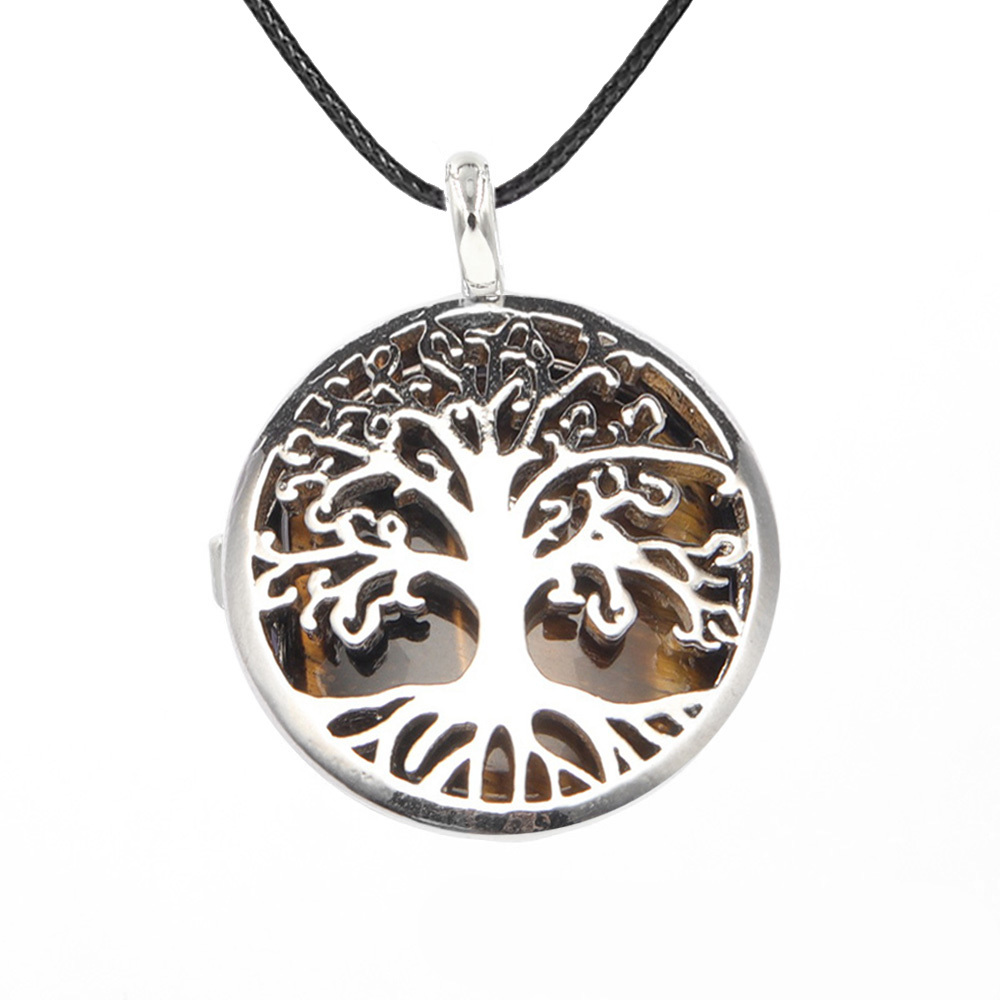 Fashion hollow tree of life pendant healing crystal pendant necklace jewelry gift