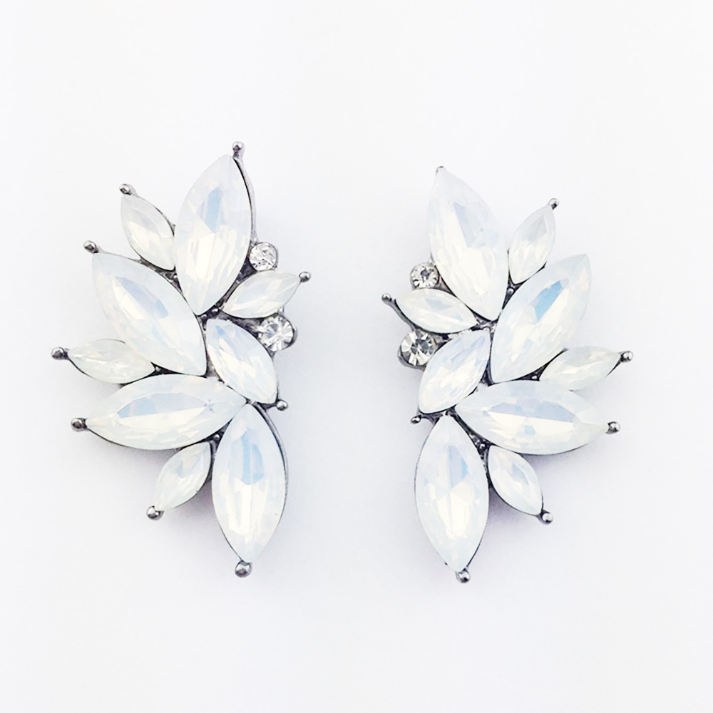 Maya Gem Character Earrings Geometric Flower Alloy Diamond Set Earrings