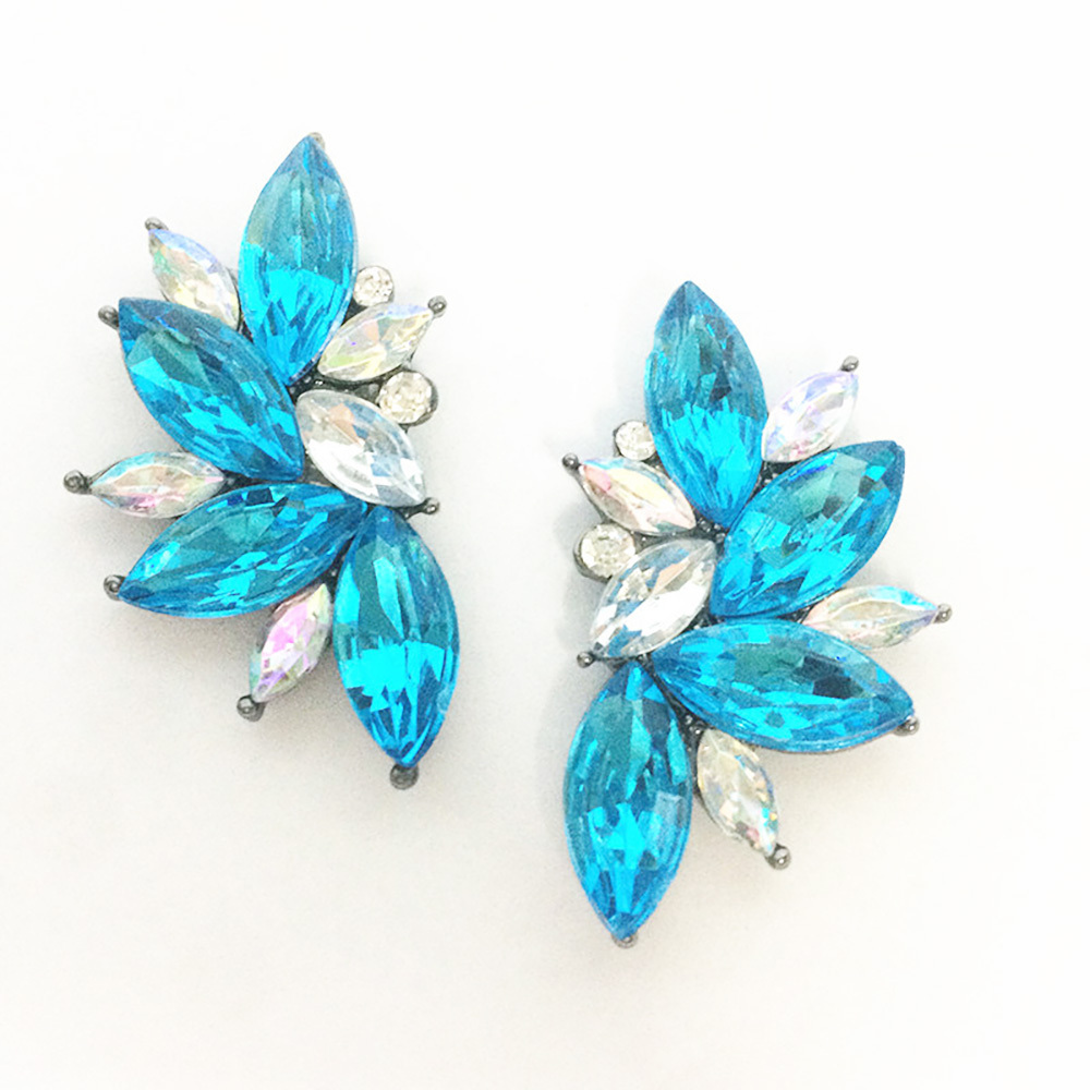 Maya Gem Character Earrings Geometric Flower Alloy Diamond Set Earrings