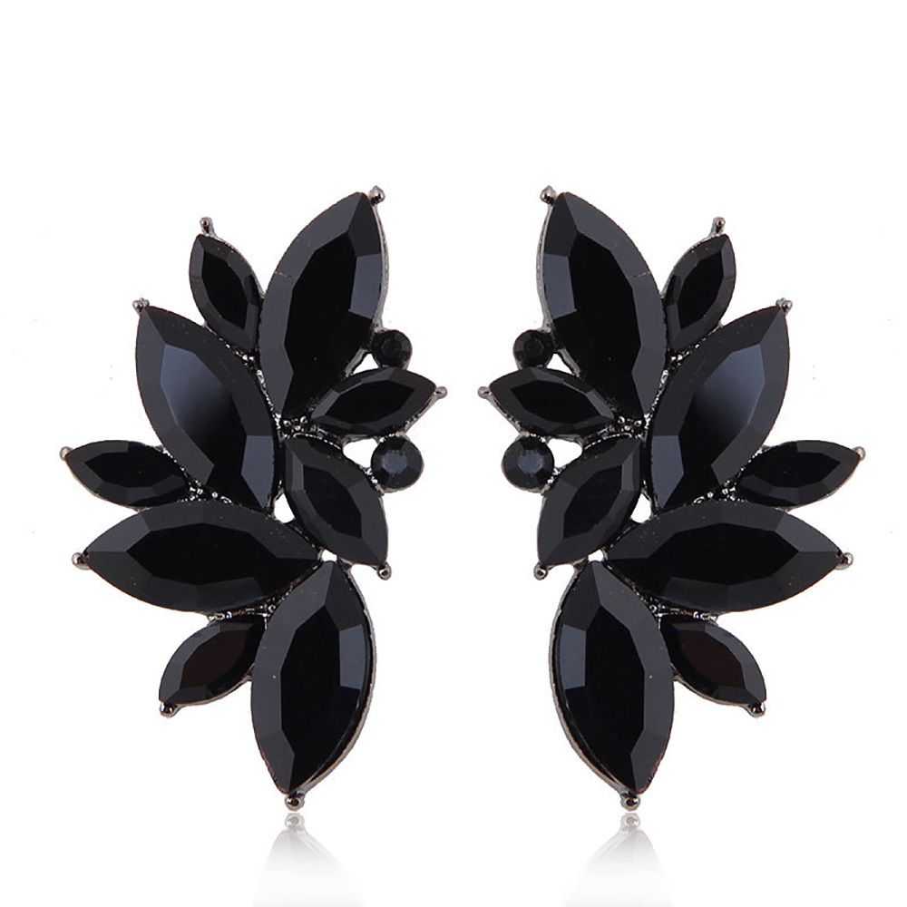 Maya Gem Character Earrings Geometric Flower Alloy Diamond Set Earrings