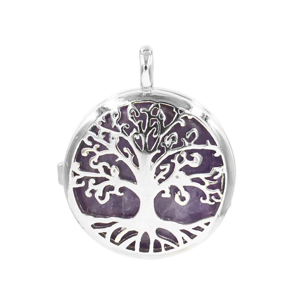 Fashion hollow tree of life pendant healing crystal pendant necklace jewelry gift