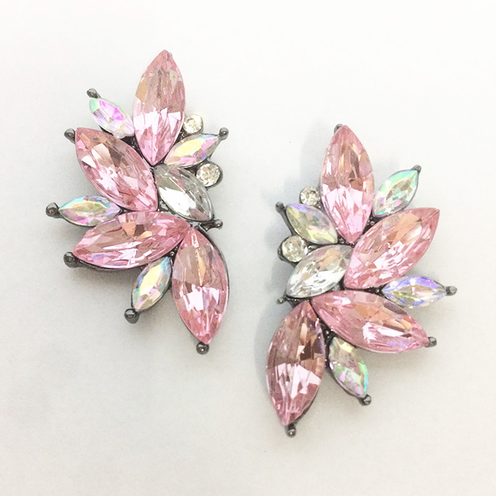 Maya Gem Character Earrings Geometric Flower Alloy Diamond Set Earrings