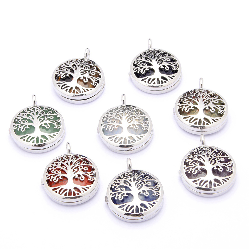 Fashion hollow tree of life pendant healing crystal pendant necklace jewelry gift