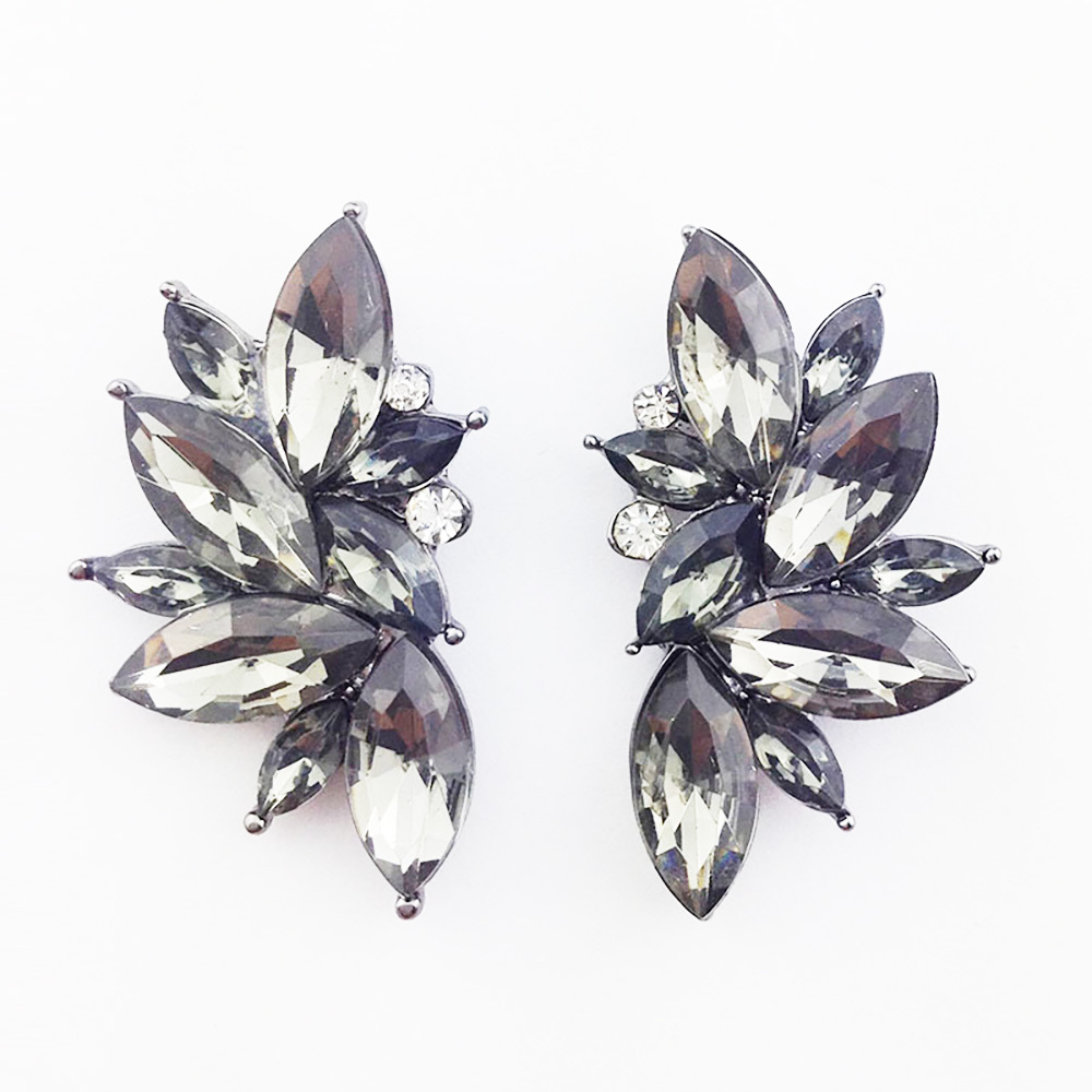 Maya Gem Character Earrings Geometric Flower Alloy Diamond Set Earrings