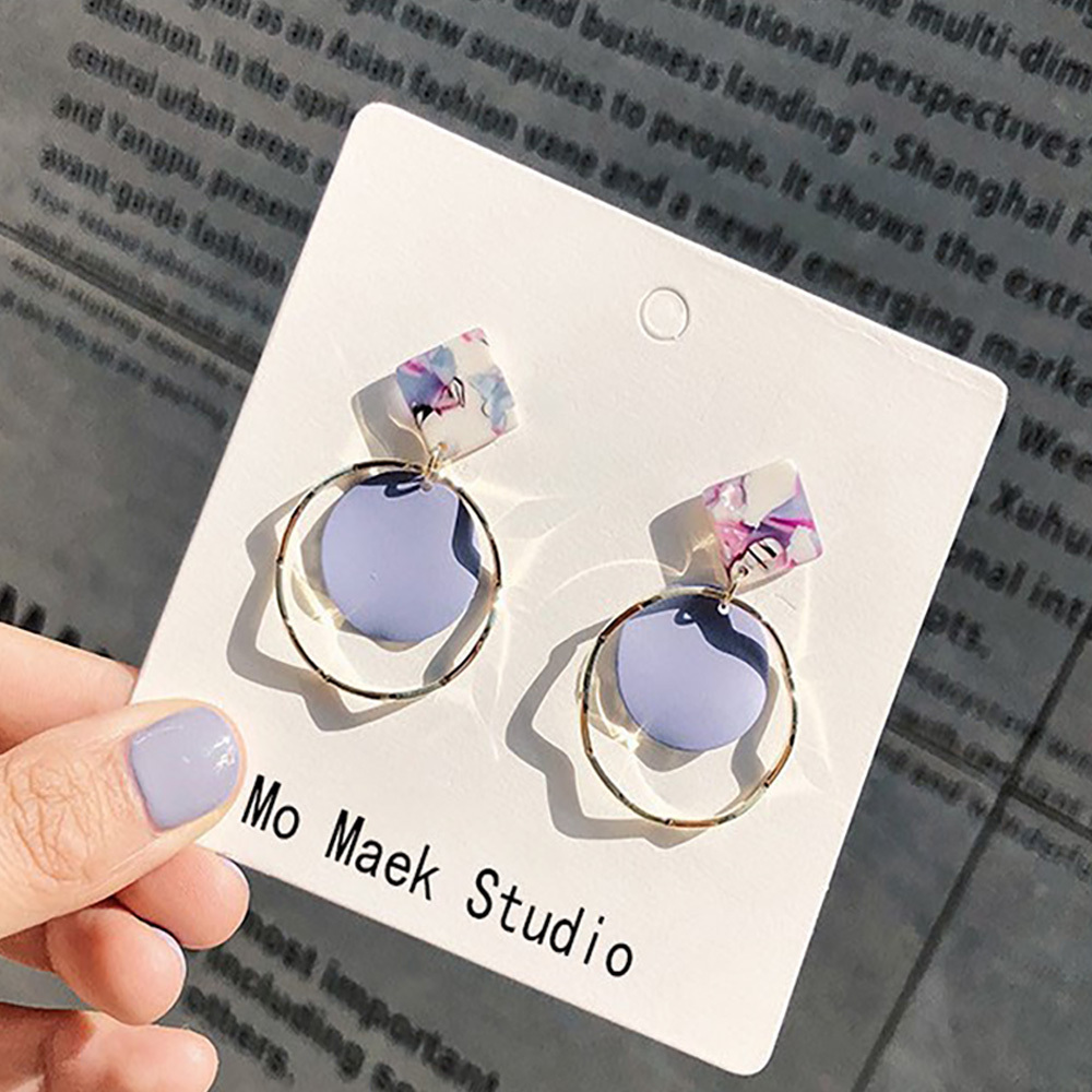 Sweet candy color simple circle earrings super fairy hollow earrings