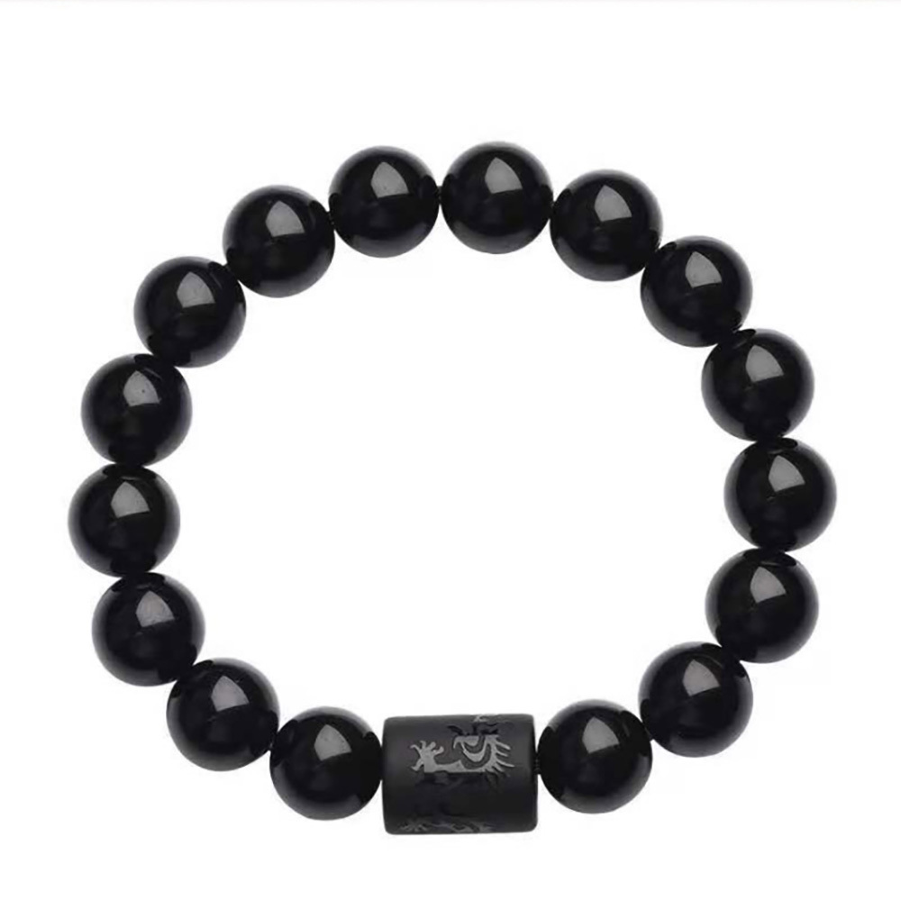 Couple bracelet with obsidian frosted dragon and phoenix accessory and Buddha beads bracelet