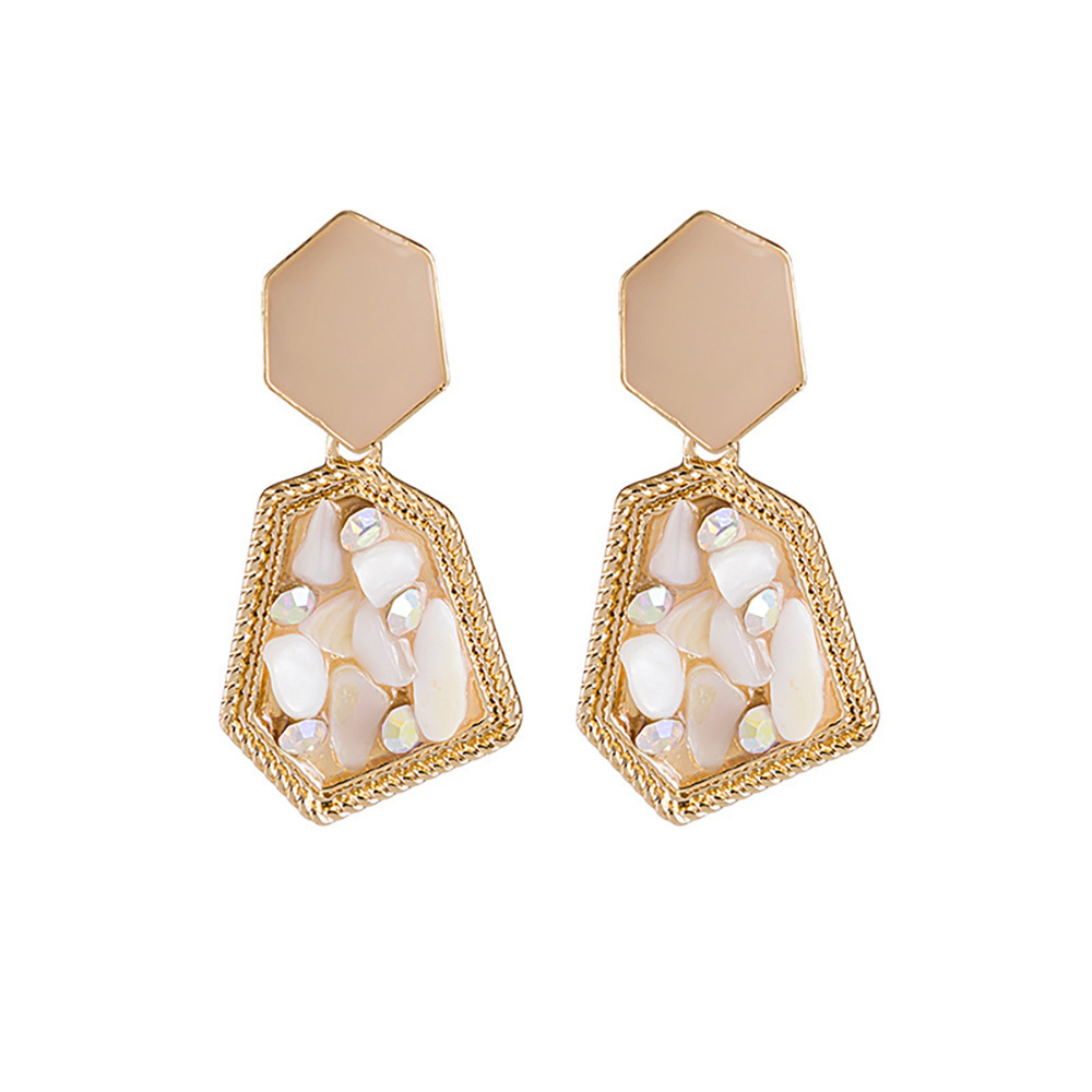 Baroque temperament earrings with geometric gravel-drop oil earrings