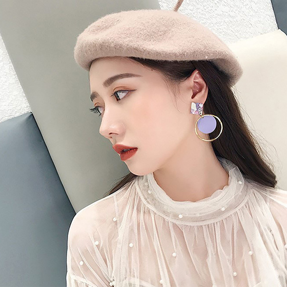 Sweet candy color simple circle earrings super fairy hollow earrings