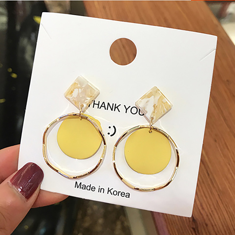 Sweet candy color simple circle earrings super fairy hollow earrings