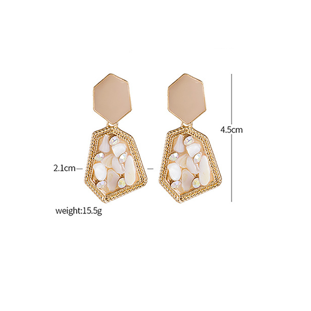 Baroque temperament earrings with geometric gravel-drop oil earrings